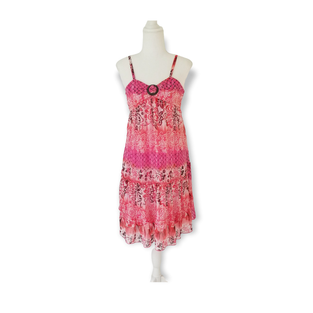 iZ Amy Byer, Girl Floral ruffle dress, coconut shell Buckle front - Size 12